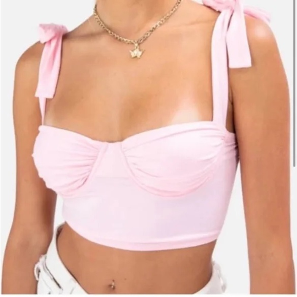 Adika Pink Women's Top with Bow Straps